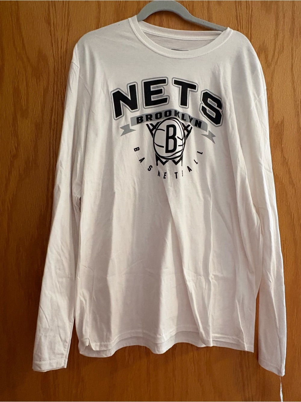 NBA White Long-Sleeve Nets Graphic Tee